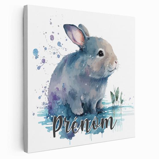 Personalized children's canvas print with name - Rabbit