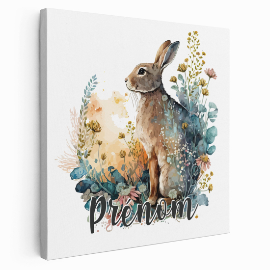 Personalized children's canvas print with name - Rabbit