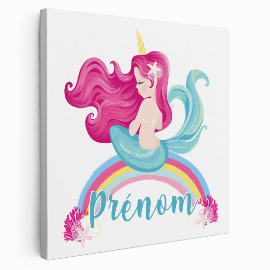 Personalized children's canvas print with name - Rainbow Siren