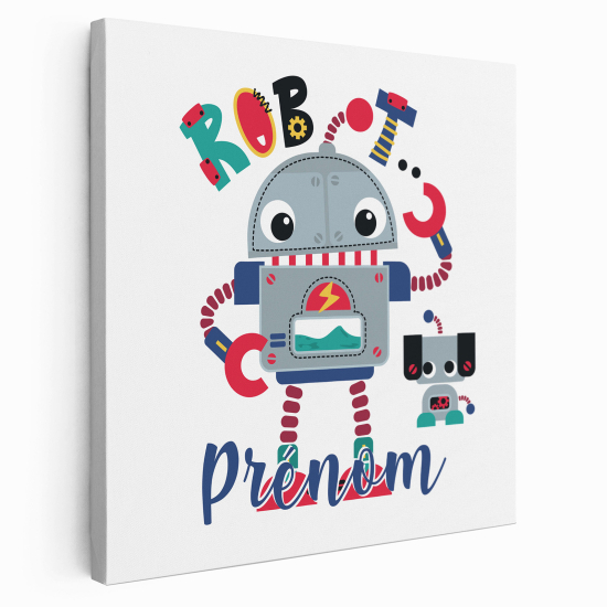 Personalized children's canvas print with name - Robots