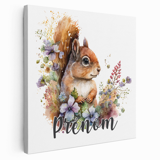 Personalized children's canvas print with name - Squirrel