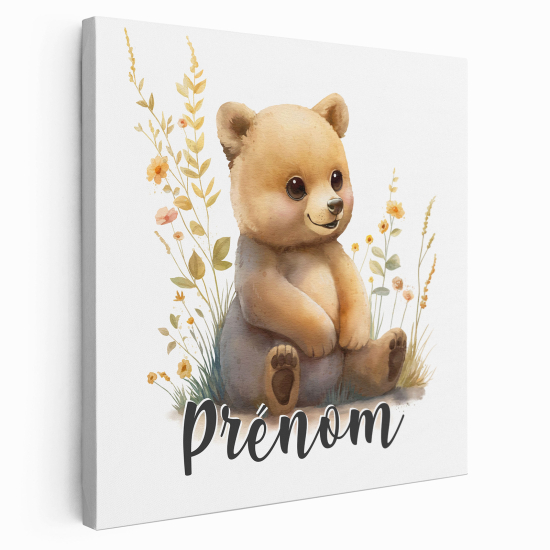 Personalized children's canvas print with name - Teddy Bear