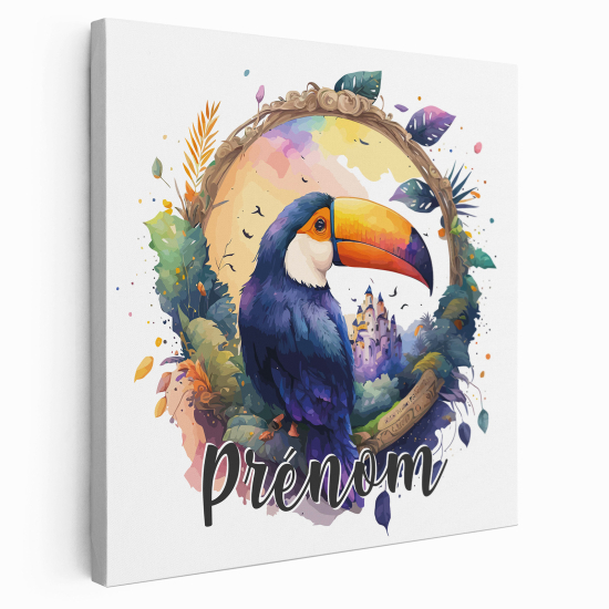 Personalized children's canvas print with name - Toucan