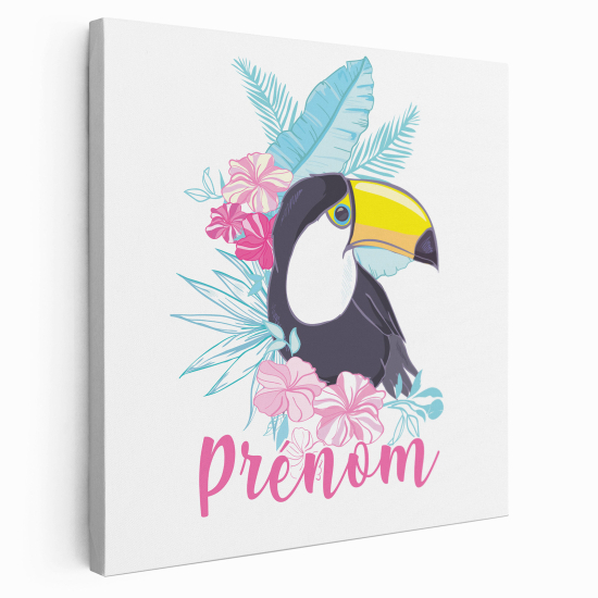 Personalized children's canvas print with name - Tropical toucan