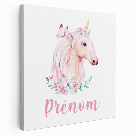 Personalized children's canvas print with name - Unicorn