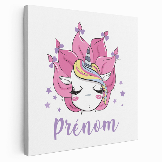 Personalized children's canvas print with name - Unicorn stars