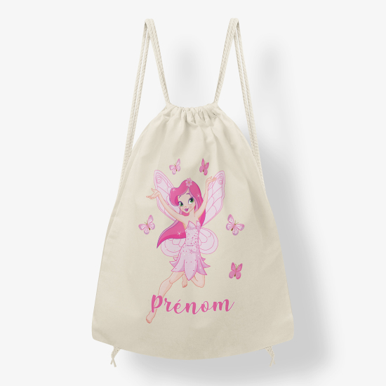 Personalized Drawstring Backpack for Kids - Butterfly fairy