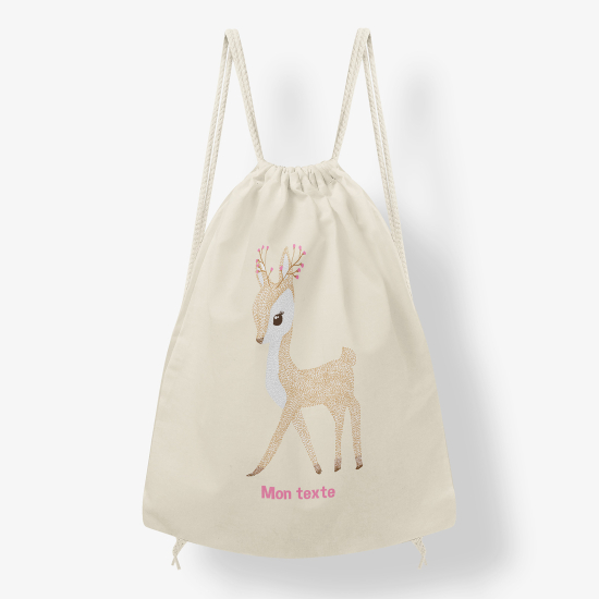 Personalized Drawstring Backpack for Kids - Fawn