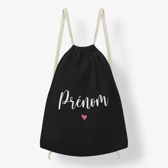 Personalized Drawstring Backpack for Kids - Heart name