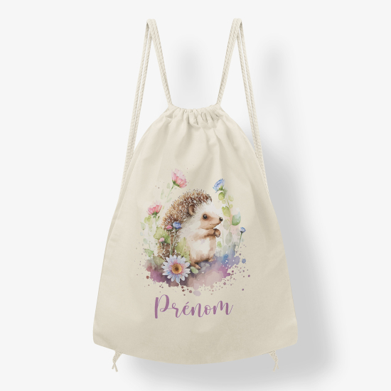 Personalized Drawstring Backpack for Kids - Hedgehog