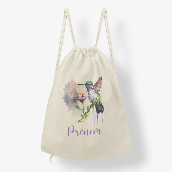 Personalized Drawstring Backpack for Kids - Hummingbird