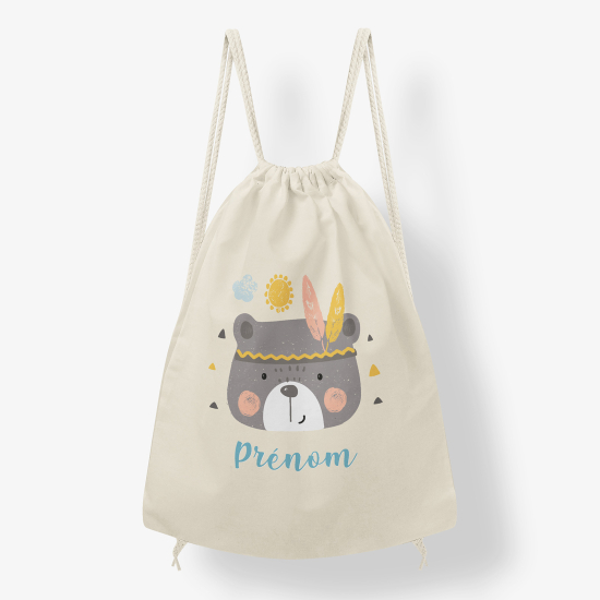 Personalized Drawstring Backpack for Kids - Indian bear