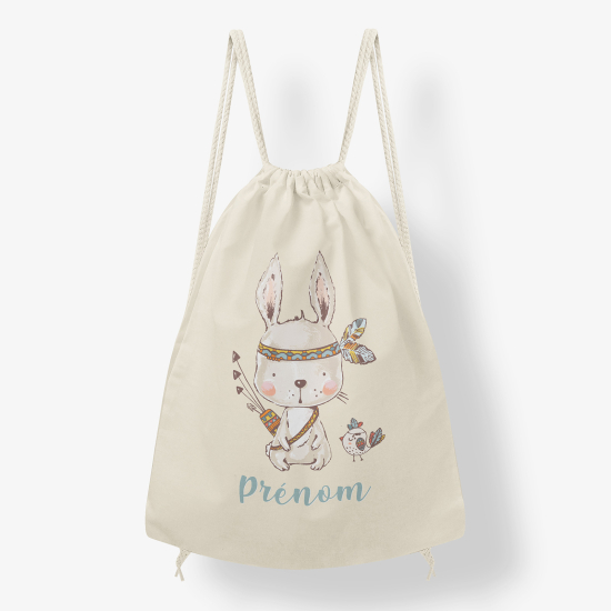 Personalized Drawstring Backpack for Kids - Indian rabbit