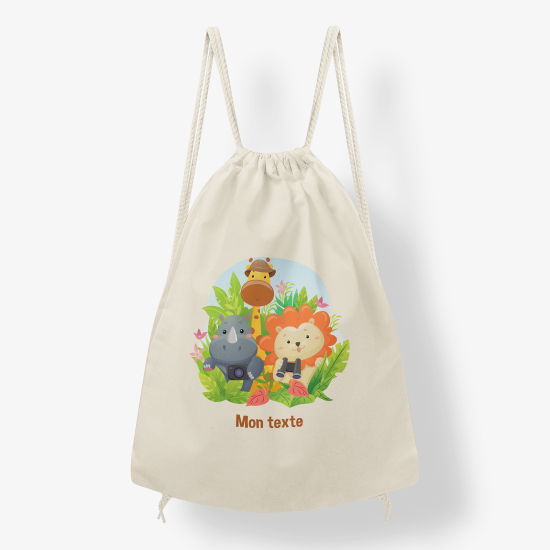 Personalized Drawstring Backpack for Kids - Jungle Animals