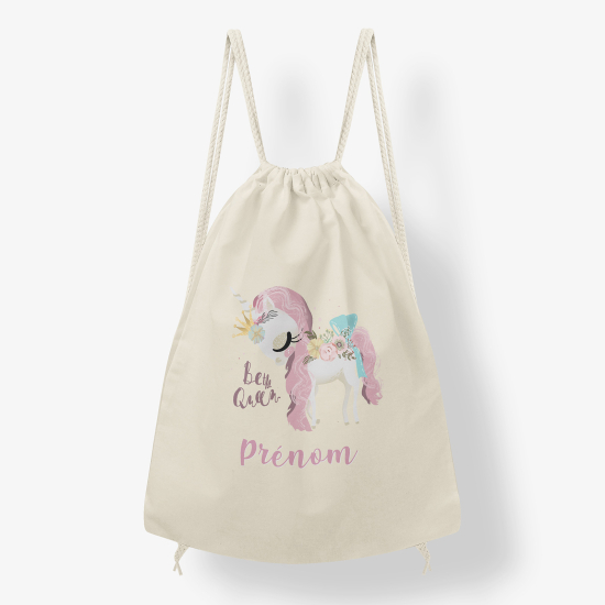 Personalized Drawstring Backpack for Kids - Pony