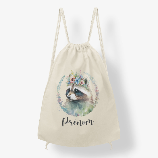 Personalized Drawstring Backpack for Kids - Raccoon