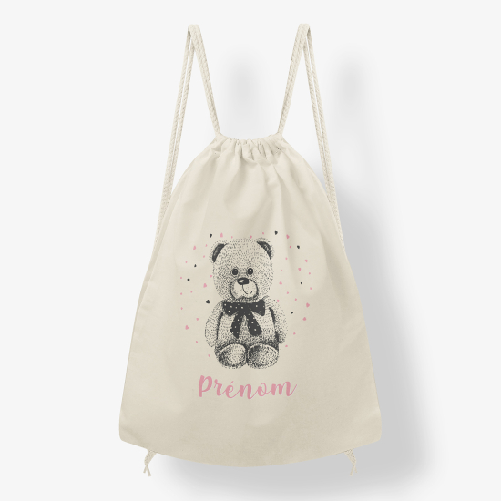 Personalized Drawstring Backpack for Kids - Teddy bear