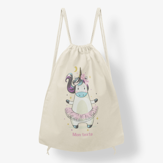 Personalized Drawstring Backpack for Kids - Unicorn cow