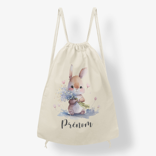 Personalized Drawstring Backpack for Kids - Young rabbit