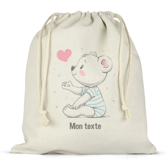 Personalized drawstring bag for kids - Bear cub