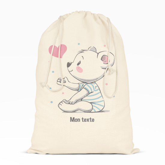 Personalized Drawstring bag for Kids - Bear heart