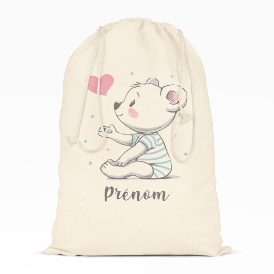 Personalized Drawstring bag for Kids - Bear heart