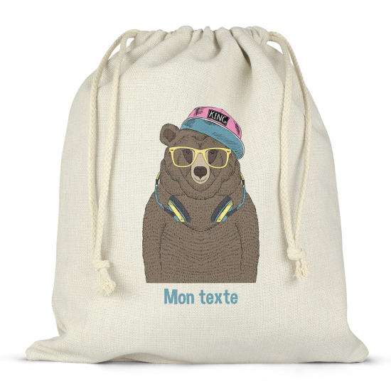 Personalized drawstring bag for kids - Bear music