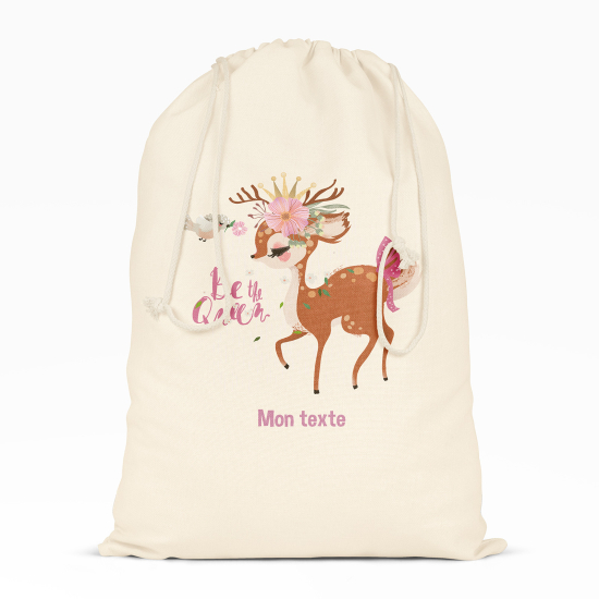 Personalized Drawstring bag for Kids - Fawn Be the queen