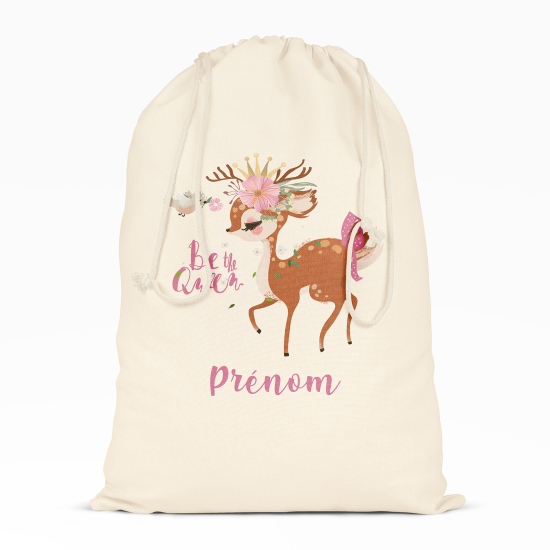 Personalized Drawstring bag for Kids - Fawn Be the queen