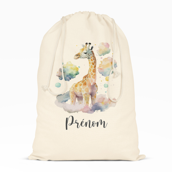 Personalized Drawstring bag for Kids - Giraffe