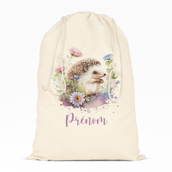 Personalized Drawstring bag for Kids - Hedgehog