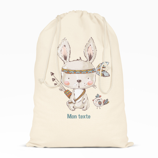 Personalized Drawstring bag for Kids - Indian rabbit