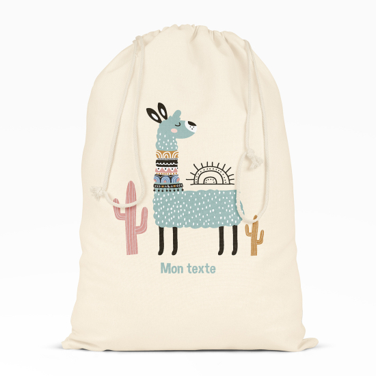 Personalized Drawstring bag for Kids - Lama cactus