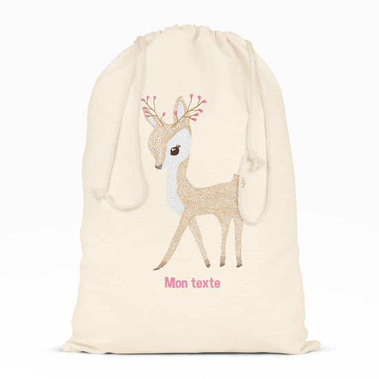 Personalized Drawstring bag for Kids - Pretty fawn