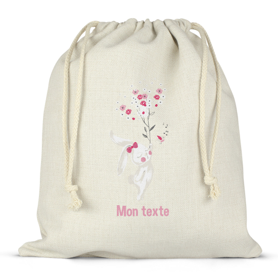 Personalized drawstring bag for kids - Rabbit