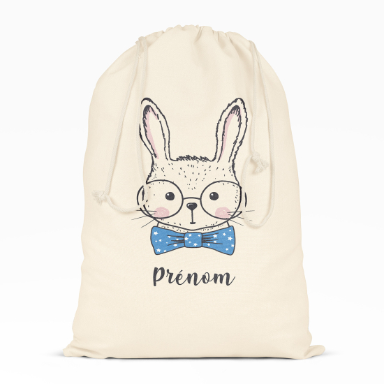 Personalized Drawstring bag for Kids - Rabbit with glasses