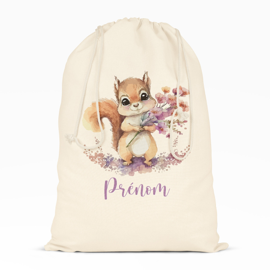 Personalized Drawstring bag for Kids - Squirrel