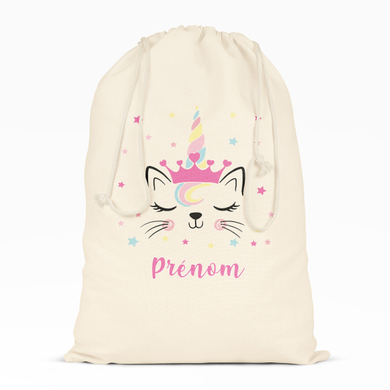 Personalized Drawstring bag for Kids - Unicorn cat