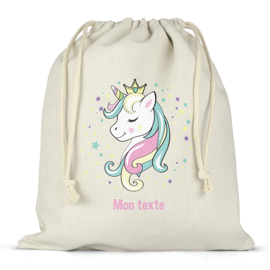 Personalized drawstring bag for kids - Unicorn Princess