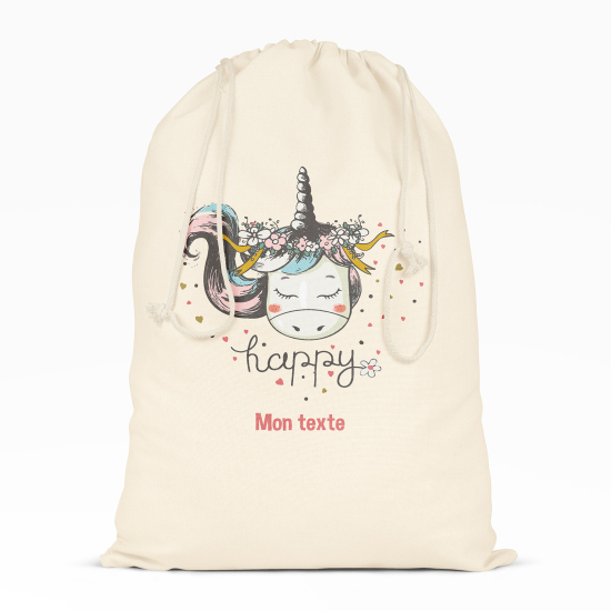 Personalized Drawstring bag for Kids - Unicorns hearts