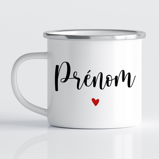 Personalized Enamel Mug - First Name Heart