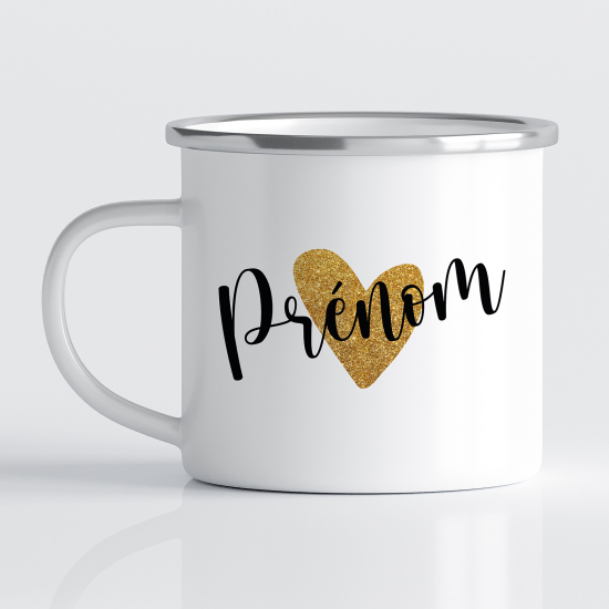 Personalized Enamel Mug - First Name Heart