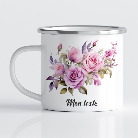 Personalized Enamel Mug - Flowers