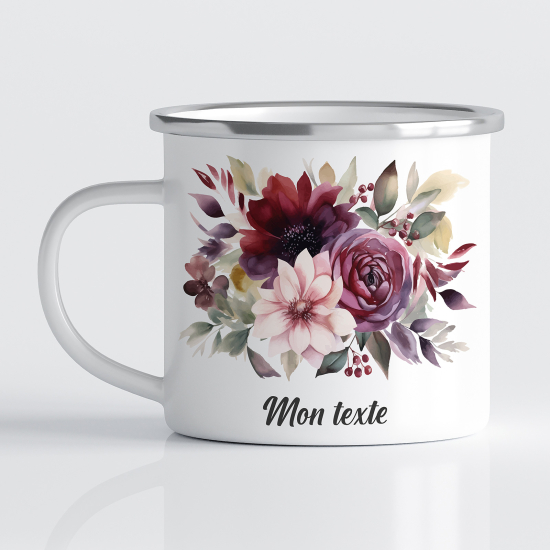 Personalized Enamel Mug - Flowers