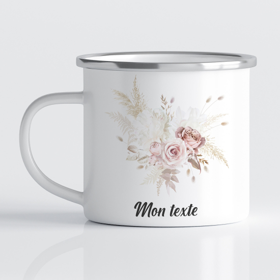 Personalized Enamel Mug - Flowers