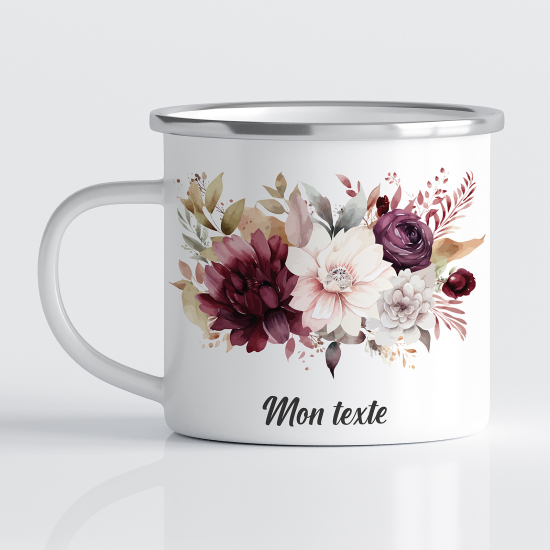 Personalized Enamel Mug - Flowers