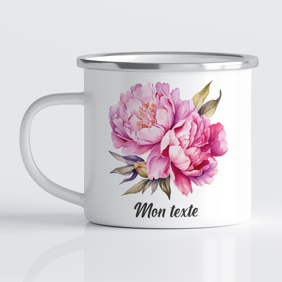 Personalized Enamel Mug - Flowers