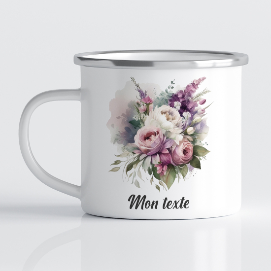 Personalized Enamel Mug - Flowers