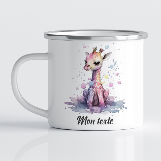 Personalized Enamel Mug for Kids - Baby giraffe