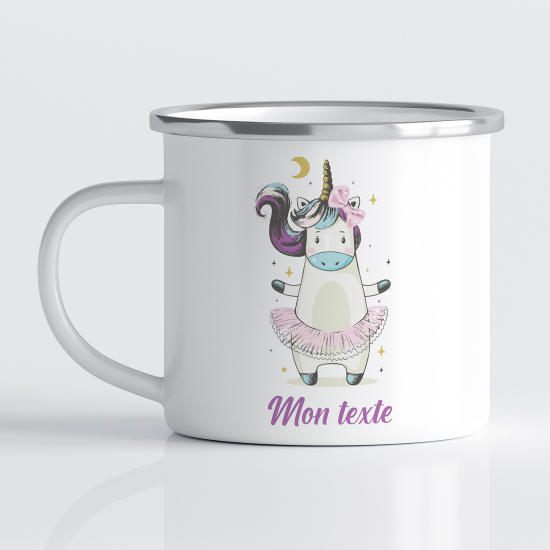 Personalized Enamel Mug for Kids - Ballerina Unicorn